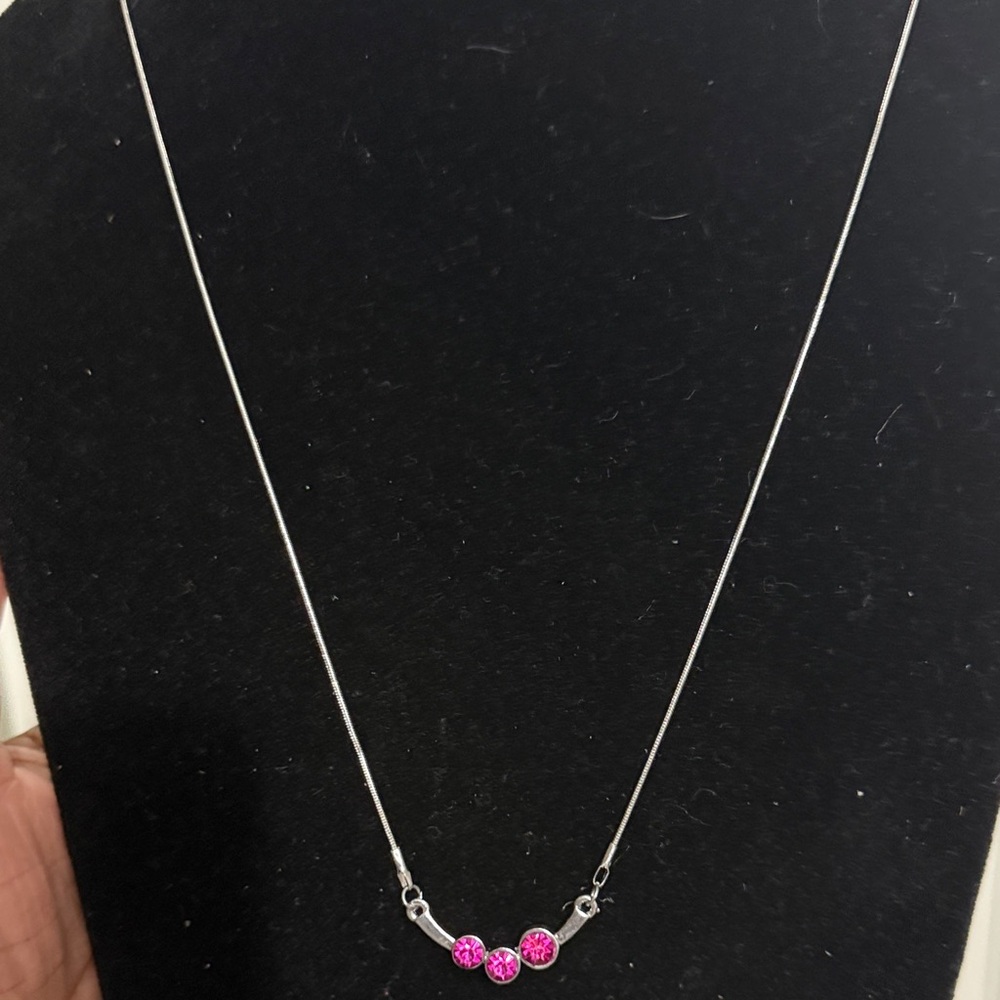 Elegant Silver Necklace with Pink Accents